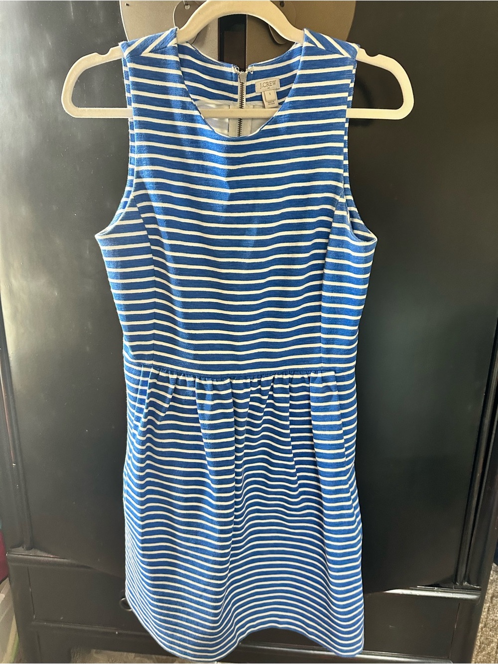 J. Crew Blue and White Striped Sleeveless Dress